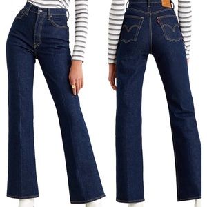 NEW Levis Ribcage Bootcut Premium Super High Rise Dark Wash Jeans in High Key